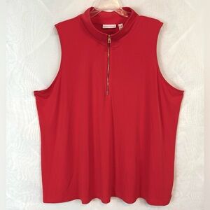 Susan Graver Stretchy Sleeveless 1/2 Zip High Neck Tunic Top 3XL
